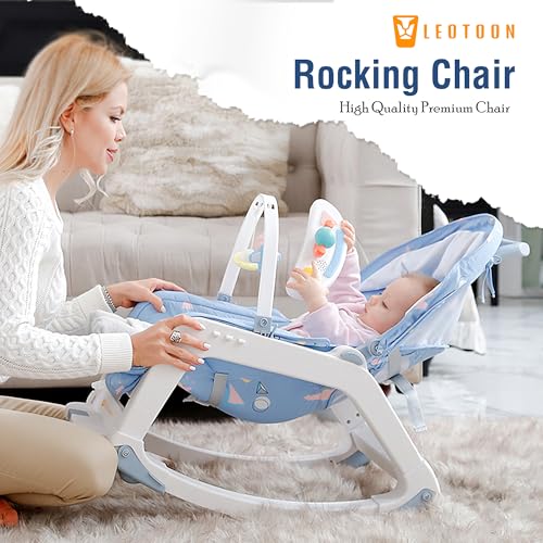 5 in1 Rocking Tots Baby Rocker, Booster Seat, Multi Position Recline, Rocking Chair for Kids, Hanging Toys & Music, Baby Dining Seat, Blue, 0 to 36 Months - Image 9