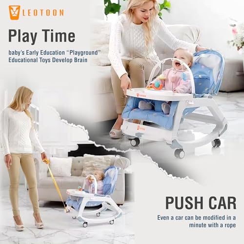 5 in1 Rocking Tots Baby Rocker, Booster Seat, Multi Position Recline, Rocking Chair for Kids, Hanging Toys & Music, Baby Dining Seat, Blue, 0 to 36 Months - Image 7
