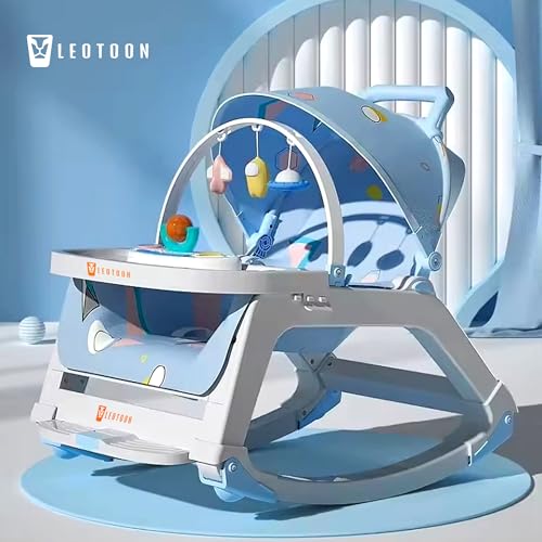 5 in1 Rocking Tots Baby Rocker, Booster Seat, Multi Position Recline, Rocking Chair for Kids, Hanging Toys & Music, Baby Dining Seat, Blue, 0 to 36 Months - Image 2