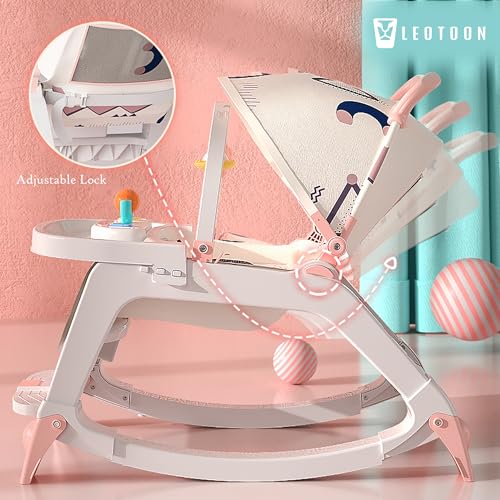 5 in1 Rocking Tots Baby Rocker, Booster Seat, Multi Position Recline, Rocking Chair for Kids, Hanging Toys & Music, Baby Dining Seat, Pink, 0 to 36 Months - Image 7