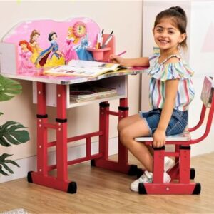 Engineered Wood MLU Study Desk/Kids Study Table and Chair Set (MDF Pink) Height Adjustabley Baby Age Between 2-11