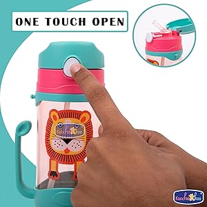 One Touch Opener Flip Lid Water Bottle For School Kids 