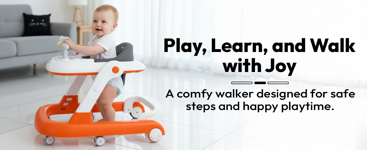 Baby walker with musical toy tray
