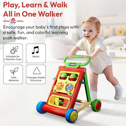 Uonibaby by StarAndDaisy Baby Walkers for 6-18 Month Baby Boy & Girl/Baby Activity Walker Learning Push Walker with Foldable Music and Toy Bar/Walker for Kids - Orange - Image 2