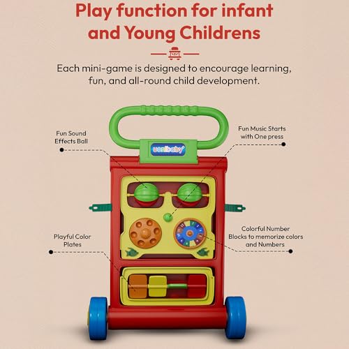 Uonibaby by StarAndDaisy Baby Walkers for 6-18 Month Baby Boy & Girl/Baby Activity Walker Learning Push Walker with Foldable Music and Toy Bar/Walker for Kids - Orange - Image 5