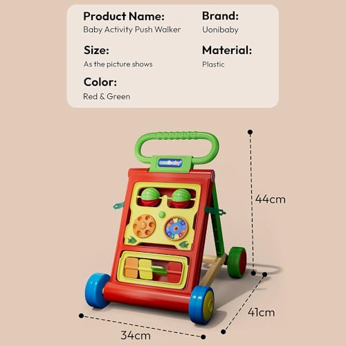 Uonibaby by StarAndDaisy Baby Walkers for 6-18 Month Baby Boy & Girl/Baby Activity Walker Learning Push Walker with Foldable Music and Toy Bar/Walker for Kids - Orange - Image 8