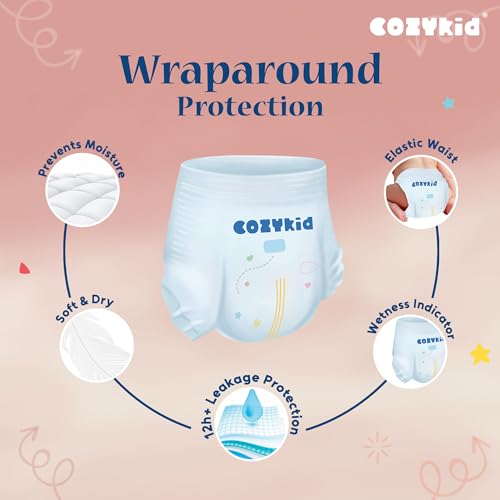 CozyKid Baby Diaper Pants | Supersoft & Comfortable Pull-Up Diaper Pants | Fast Absorbing Diaper | Anti-Bacterial|Rash Protection | 12 hrs leak protection | Toxin Free | Small, 150 Count - Image 6