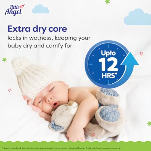 Little Angel Premier Pants Baby Diaper, New Born (NB/XS) Size, 120 Count, Cottony Soft Material, Wetness Indicator, Breathable Layer, Stretchable Sides, Pack of 2, 60 count/pack, up to 5 kgs - Image 3