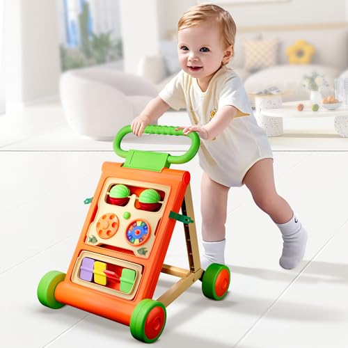 Uonibaby by StarAndDaisy Baby Walkers for 6-18 Month Baby Boy & Girl/Baby Activity Walker Learning Push Walker with Foldable Music and Toy Bar/Walker for Kids - Orange