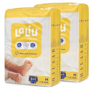Baby Medium Diapers (7-12 kg) (9 X Pack of 2) | Disposable Baby Diaper Pants for Newborns & Growing Babies | Up to 12 Hours Absorption with Dynamo+ SAP Core, Makhmali Softness, Leak Proof Design