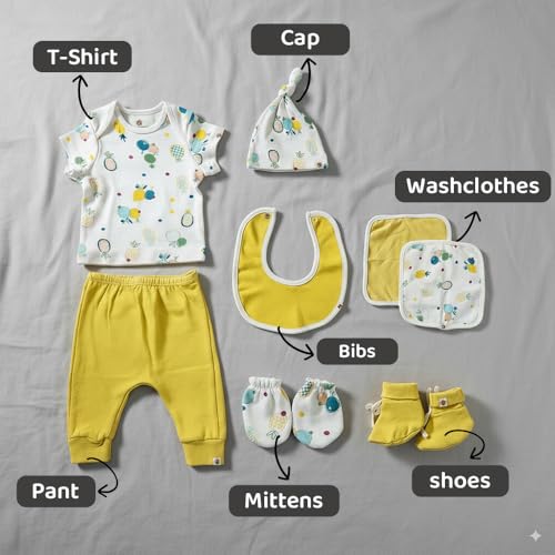 StarAndDaisy New Born Baby Clothes 0-6 Months Gift Set of 8 / Soft Pure Cotton Baby Gifts Newborn/Perfect Newborn Baby Gift Set for Boys & Girls - Image 3