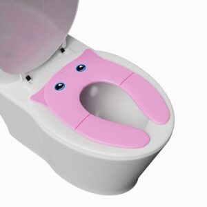 TECHHARK® Baby Potty Training Toilet Seat for Boys And Girls Kids, Non-Slip with Splash Guard, Fits Round & Oval Toilets, (TRAVEL PINK)