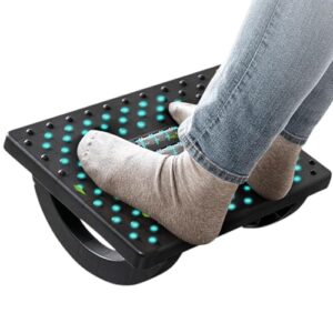TechHark® Under Desk Foot Rest with Massage Rollers, Ergonomic Rocking Design, Grey/Black