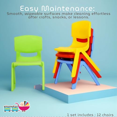 eHomeKart Baby Plastic Kids Chair Set (L33 X B31 X H51 cm, 12 Chairs, Multicolour) - Image 8