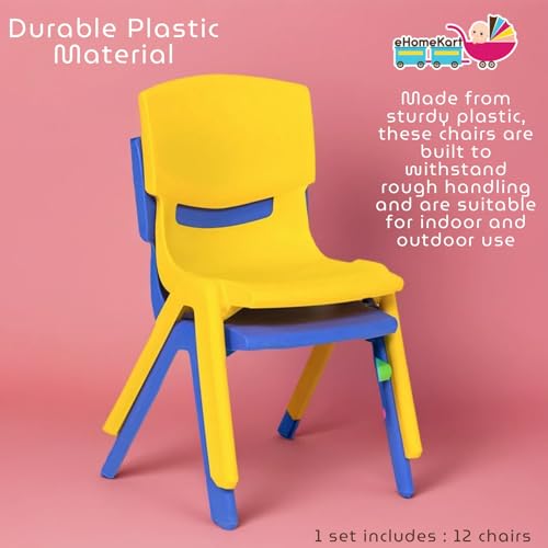 eHomeKart Baby Plastic Kids Chair Set (L33 X B31 X H51 cm, 12 Chairs, Multicolour) - Image 4
