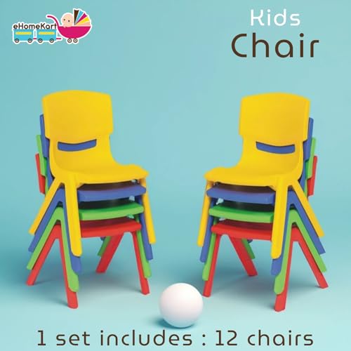 eHomeKart Baby Plastic Kids Chair Set (L33 X B31 X H51 cm, 12 Chairs, Multicolour) - Image 5