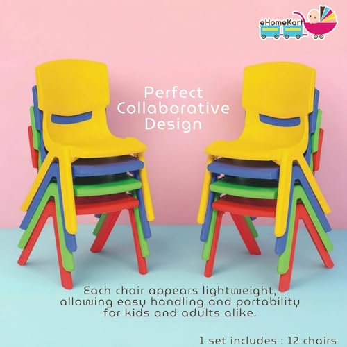 eHomeKart Baby Plastic Kids Chair Set (L33 X B31 X H51 cm, 12 Chairs, Multicolour) - Image 3