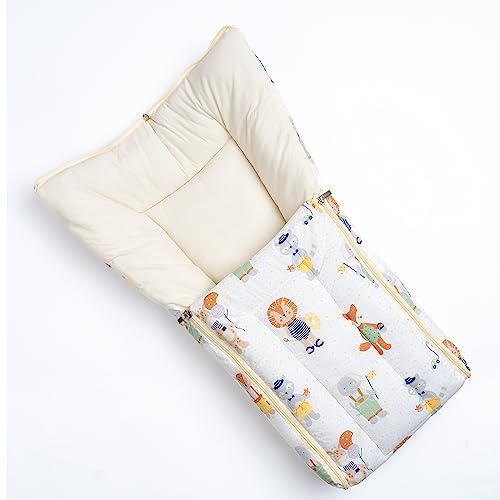 haus & kinder 3 in 1 Baby Sleeping Bag & Carry Nest | Cotton Bedding Set for Infants & New Born Baby | Portable/Travel & Skin Friendly | 0-6 Months (Jungle Party) - Image 3