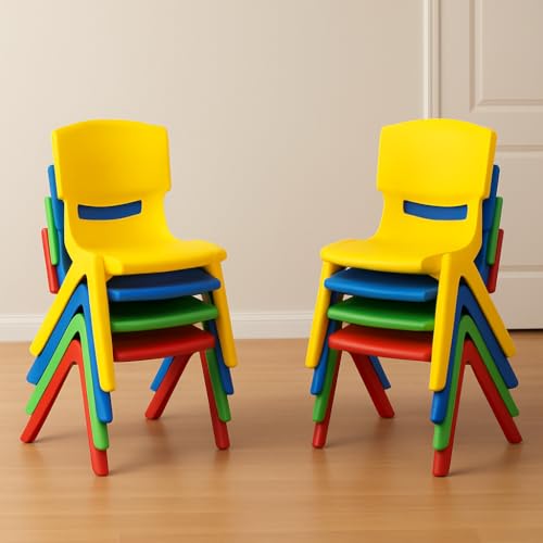 eHomeKart Baby Plastic Kids Chair Set (L33 X B31 X H51 cm, 12 Chairs, Multicolour)