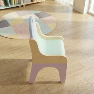 Gigglewood Children's Chair with Armrests, Mint Green Seat with Light Pink Legs and Natural Wood Accents, Toddler Furniture for 12 Months to 4 Years