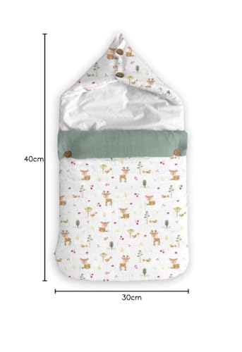 haus & kinder 3 in 1 Baby Sleeping Bag & Carry Nest | Cotton Bedding Set for Infants & New Born Baby | Portable/Travel & Skin Friendly | 0-6 Months (Whimiscal Woodland) - Image 5