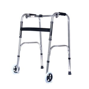 TryFit Zigzag Walker with Wheels (S.S) – Lightweight, Foldable, Adjustable Height, Stainless Steel Frame, Anti-Skid Support