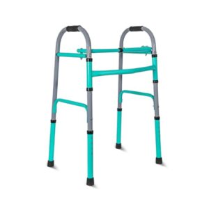 TryFit ECO WALKER – Lightweight Foldable Walker with Adjustable Height, Strong Mild Steel Frame & Anti-Skid Grip for Adults (Sea Green & Grey)