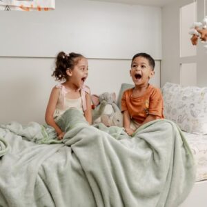 haus & kinder Fur Blanket & Single Blanket for Kids up to 12 Years - 450 GSM Super Soft Blanket for New Born Baby, Warm Blankets for Winter, Baby Warm Blanket Plush, 150x230 CM, Sage Green, 1 Pc