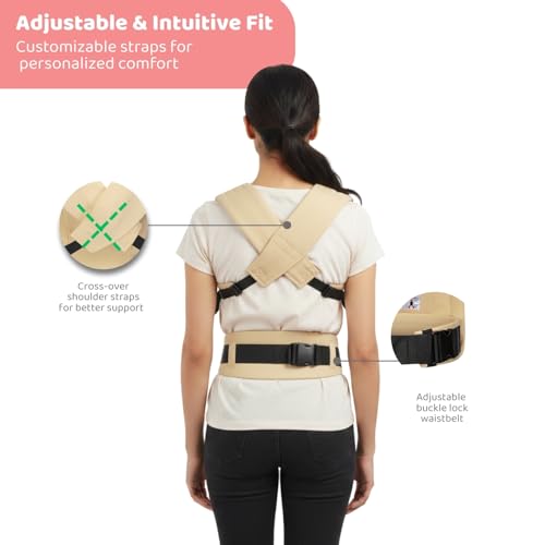 haus & kinder Enlace Baby Carrier Soft,Breathable & Lightweight Infant Carrier For Newborns & Toddlers Hands-Free,Adjustable Straps,(Age 0-18M,Weight 3.2-11.3 kg) Machine Washable,Easy to Wear (Beige) - Image 6