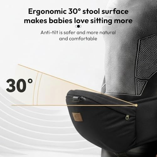 StarAndDaisy 4-in-1 Baby Carrier for 0 to 3 Year Baby/Kangaroo Bag with Comfortable Soft Hip Seat/Baby Carrier - 4 Carrying Positions, 2 Storage Pockets (Black) - Image 9