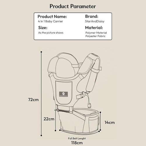 StarAndDaisy 4-in-1 Baby Carrier for 0 to 3 Year Baby/Kangaroo Bag with Comfortable Soft Hip Seat/Baby Carrier - 4 Carrying Positions, 2 Storage Pockets (Light Blue) - Image 2