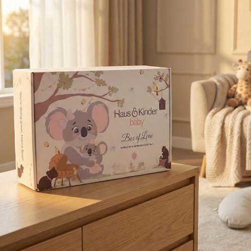 haus & kinder Newborn Baby Shower Gift Set (Pack of 10) | 100% Cotton New Born Baby Essentials Kit with Swaddle, Muslin Blanket, Carrier Nest | Scarlet Edition - Image 9
