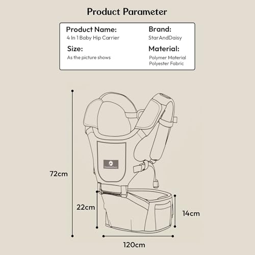 StarAndDaisy 4-in-1 Baby Carrier for 0 to 3 Year Baby/Kangaroo Bag with Comfortable Soft Hip Seat/Baby Carrier - 4 Carrying Positions, 2 Storage Pockets (Black) - Image 2