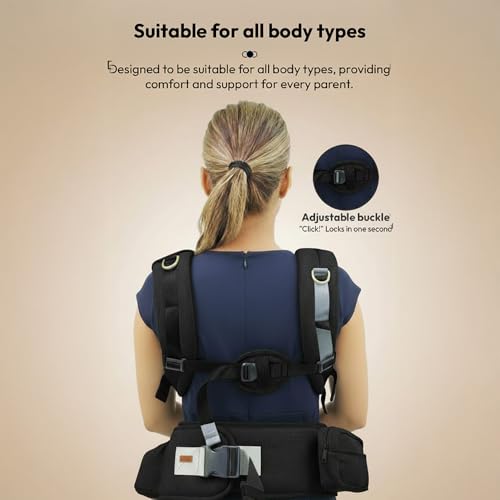 StarAndDaisy 4-in-1 Baby Carrier for 0 to 3 Year Baby/Kangaroo Bag with Comfortable Soft Hip Seat/Baby Carrier - 4 Carrying Positions, 2 Storage Pockets (Black) - Image 5