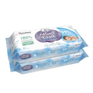 Himalaya Nature Touch Water Baby Wipes |72 Wipes - Pack of 2| 99% Pure Water | 100% Plant-Based Biodegradable Wipes | Organic Coconut Oil | for Sensitive Skin from Day 1 |Unscented