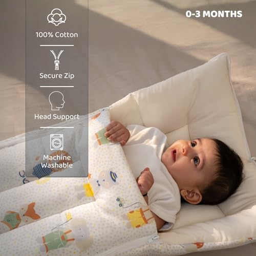 haus & kinder Newborn Baby Shower Gift Set (Pack of 10) | 100% Cotton New Born Baby Essentials Kit with Swaddle, Muslin Blanket, Carrier Nest | Jungle Edition - Image 5