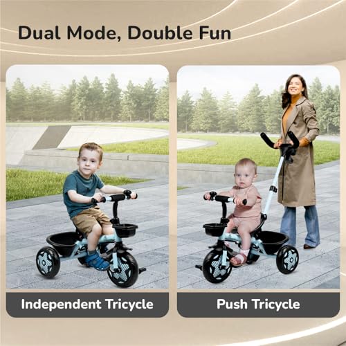 R for Rabbit Tiny Toes R20 Ace Tricycle for Kids with Parental Control, Premium EVA Wheels, Seat Belt & Bell and Storage Basket | Baby Trike Cycle for 2 to 5 Year, Upto 25 Kg Boy/Girl (Sky Blue) - Image 2