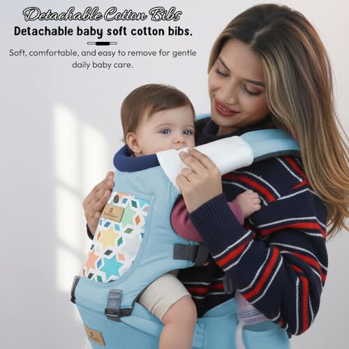 StarAndDaisy 4-in-1 Baby Carrier for 0 to 3 Year Baby/Kangaroo Bag with Comfortable Soft Hip Seat/Baby Carrier - 4 Carrying Positions, 2 Storage Pockets (Light Blue) - Image 7