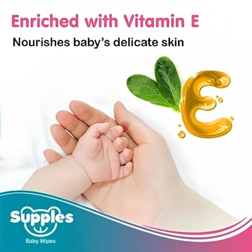 Amazon Brand - Supples Baby Wet Wipes | 648 Wipes | 72 Wipes x 9 Packs | Enriched With Aloe Vera and Vitamin E | Alcohol-free and Paraben-free | Pure Water-Based Formulation - Image 5