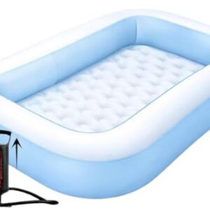 Toy Imagine 5.5 Feet Rectangular Inflatable Swimming Pool for Kids with Air Pump | Foldable Full-Sized Swimming Bathtub for Kids Outdoor Backyard Garden Summer Party Water Play (Blue, Pump Included)