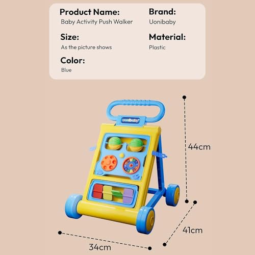 Uonibaby by StarAndDaisy Baby Walkers for 6-18 Month Baby Boy & Girl/Baby Activity Walker Learning Push Walker with Foldable Music and Toy Bar/Walker for Kids (Push Walker -Yellow) - Image 2