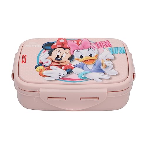 JAYPEE Steel Tek Jr. Insulated Lunch Box Mickey Mouse & Donald Duck, Pink, 400 ml | Airtight Tiffin Box for School Kids Inner Stainless Steel Mini Box | Bpa Free