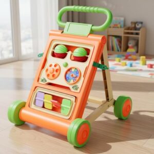 Uonibaby by StarAndDaisy Baby Walkers for 6-18 Month Baby Boy & Girl/Baby Activity Walker Learning Push Walker with Foldable Music and Toy Bar/Walker for Kids (Push Walker - Orange)