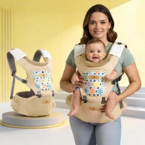 StarAndDaisy 4-in-1 Baby Carrier for 0 to 3 Year Baby/Kangaroo Bag with Comfortable Soft Hip Seat/Baby Carrier - 4 Carrying Positions, 2 Storage Pockets (Beige)