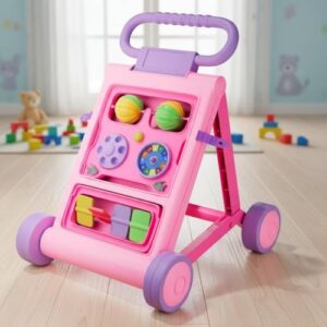 Uonibaby by StarAndDaisy Baby Walkers for 6-18 Month Baby Boy & Girl/Baby Activity Walker Learning Push Walker with Foldable Music and Toy Bar/Walker for Kids (Push Walker - Pink)