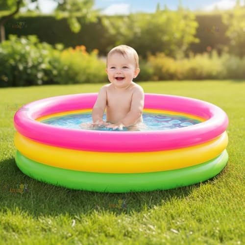 Toy Imagine 3 ft Inflatable Swimming Pool for Kids 0β3 Years | Sunset Glow Round Colourful Ring Baby Bath Tub | Portable Home & Outdoor Water Pool for Toddlers β Small Size Fits 2 Kids