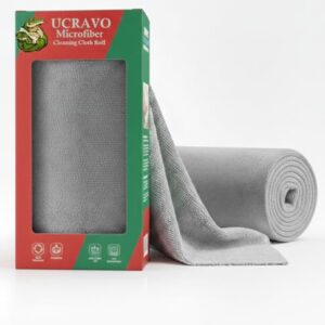 UCRAVO Reusable Kitchen Towel Roll - 2000 Times Washable | Soft & Highly Absorbent Eco Bamboo Wipes | Better Alternative to Dishcloth & Kitchen Tissue Paper Roll | 20 Sheets for Home & Glass Cleaning