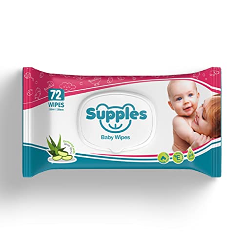 Amazon Brand - Supples Baby Wet Wipes with Lid | 576 Wipes | 72 Wipes x 8 Packs | Enriched With Aloe Vera and Vitamin E | Alcohol-Free and Paraben-Free | Pure Water-Based formulation - Image 3