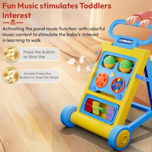 Uonibaby by StarAndDaisy Baby Walkers for 6-18 Month Baby Boy & Girl/Baby Activity Walker Learning Push Walker with Foldable Music and Toy Bar/Walker for Kids (Push Walker -Yellow) - Image 5