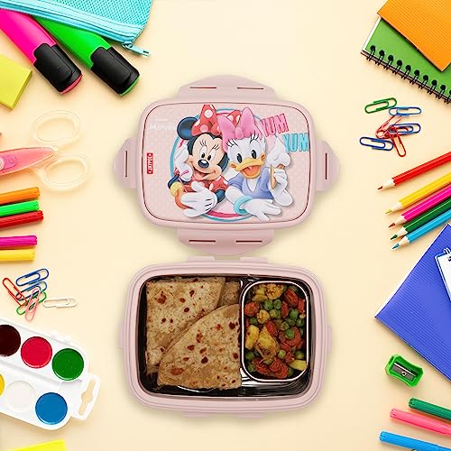 JAYPEE Steel Tek Jr. Insulated Lunch Box Mickey Mouse & Donald Duck, Pink, 400 ml | Airtight Tiffin Box for School Kids Inner Stainless Steel Mini Box | Bpa Free - Image 2